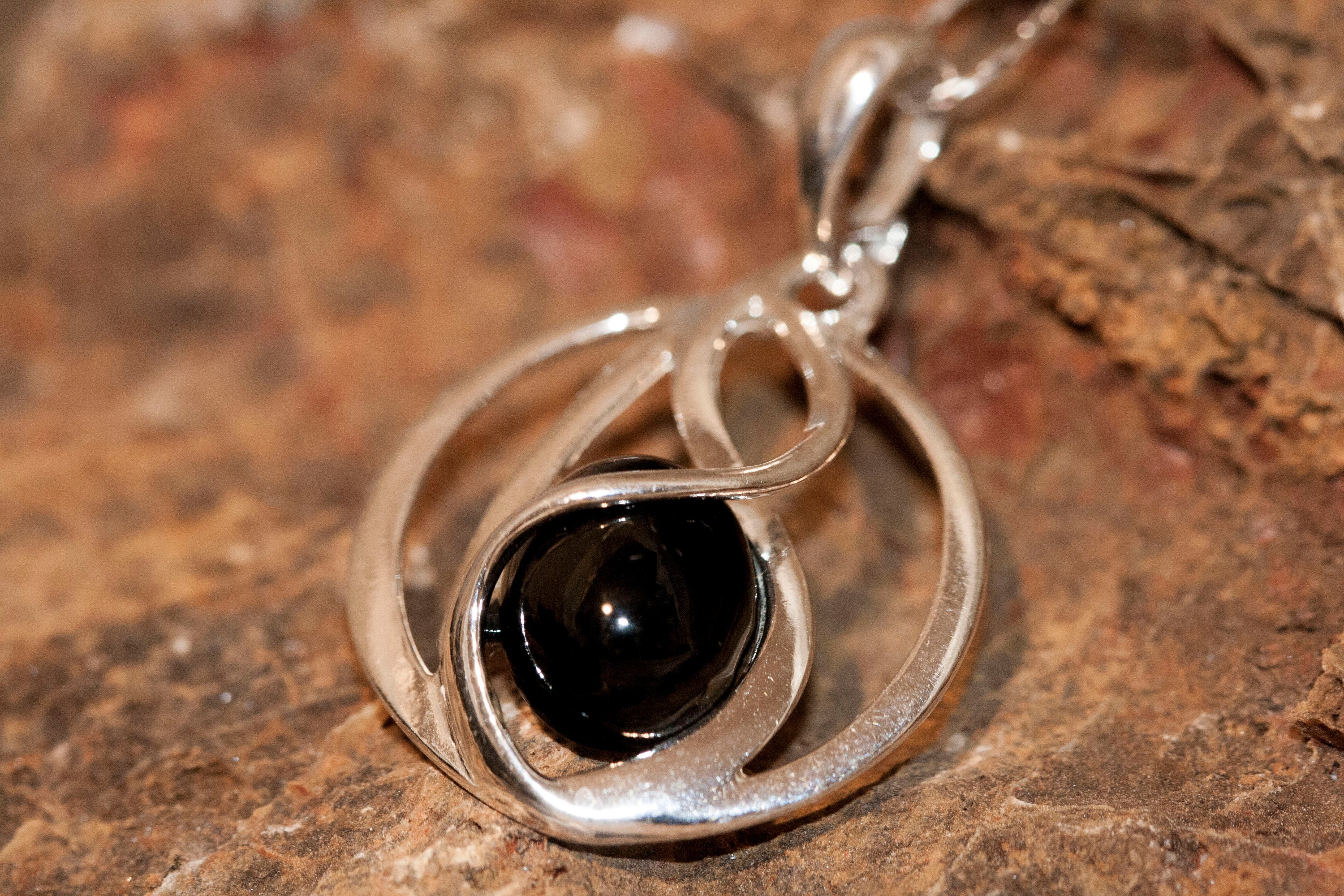 Whitby Jet Pendant. Sterling Silver Necklace, Original British ...