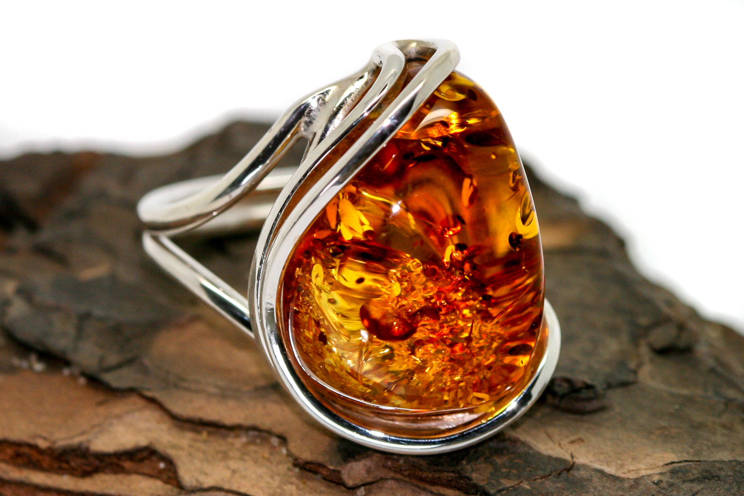 Baltic amber ring.Baltic amber & sterling silver, unique ring