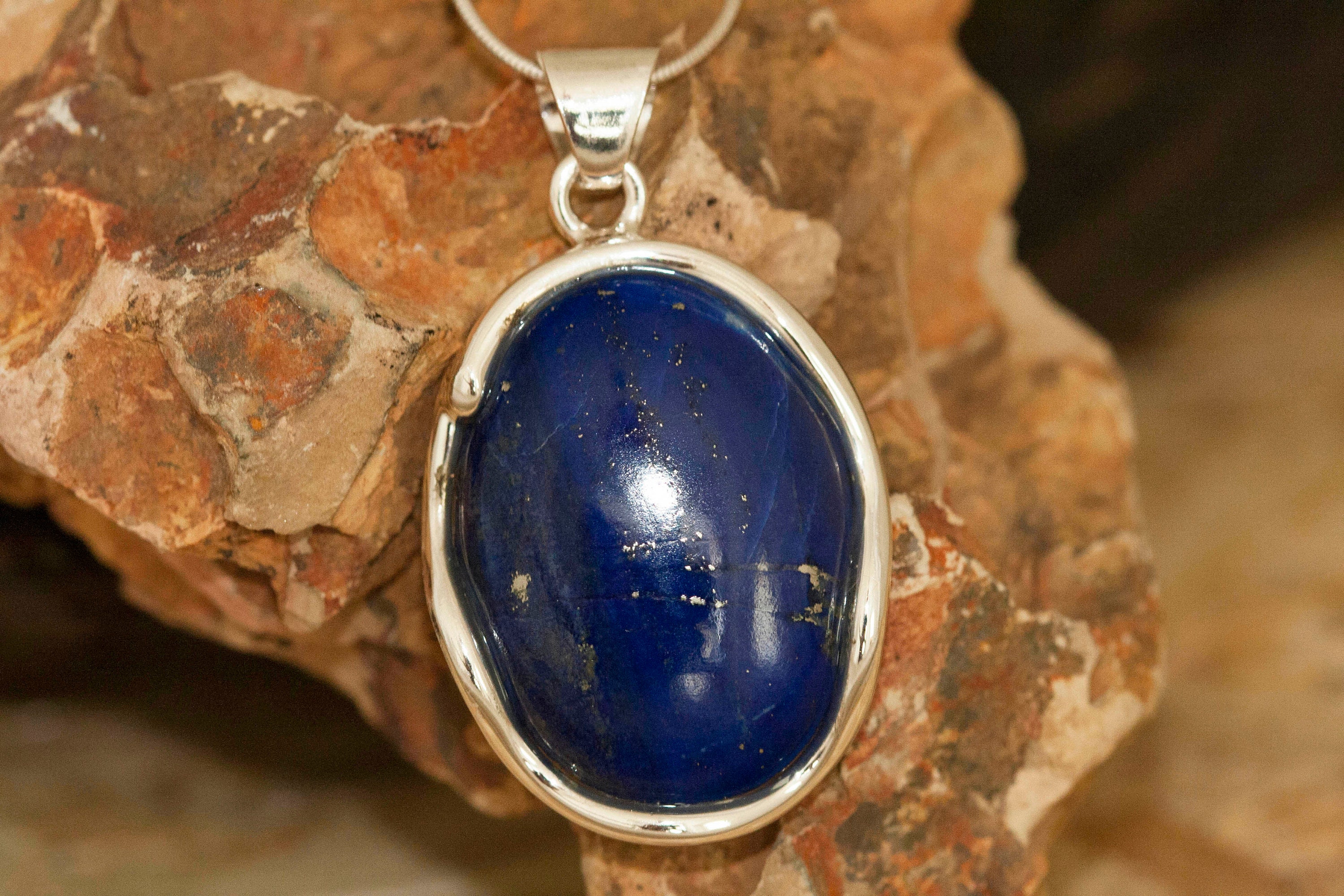 Amazing Lapis Lazuli Pendant fitted in Sterling Silver