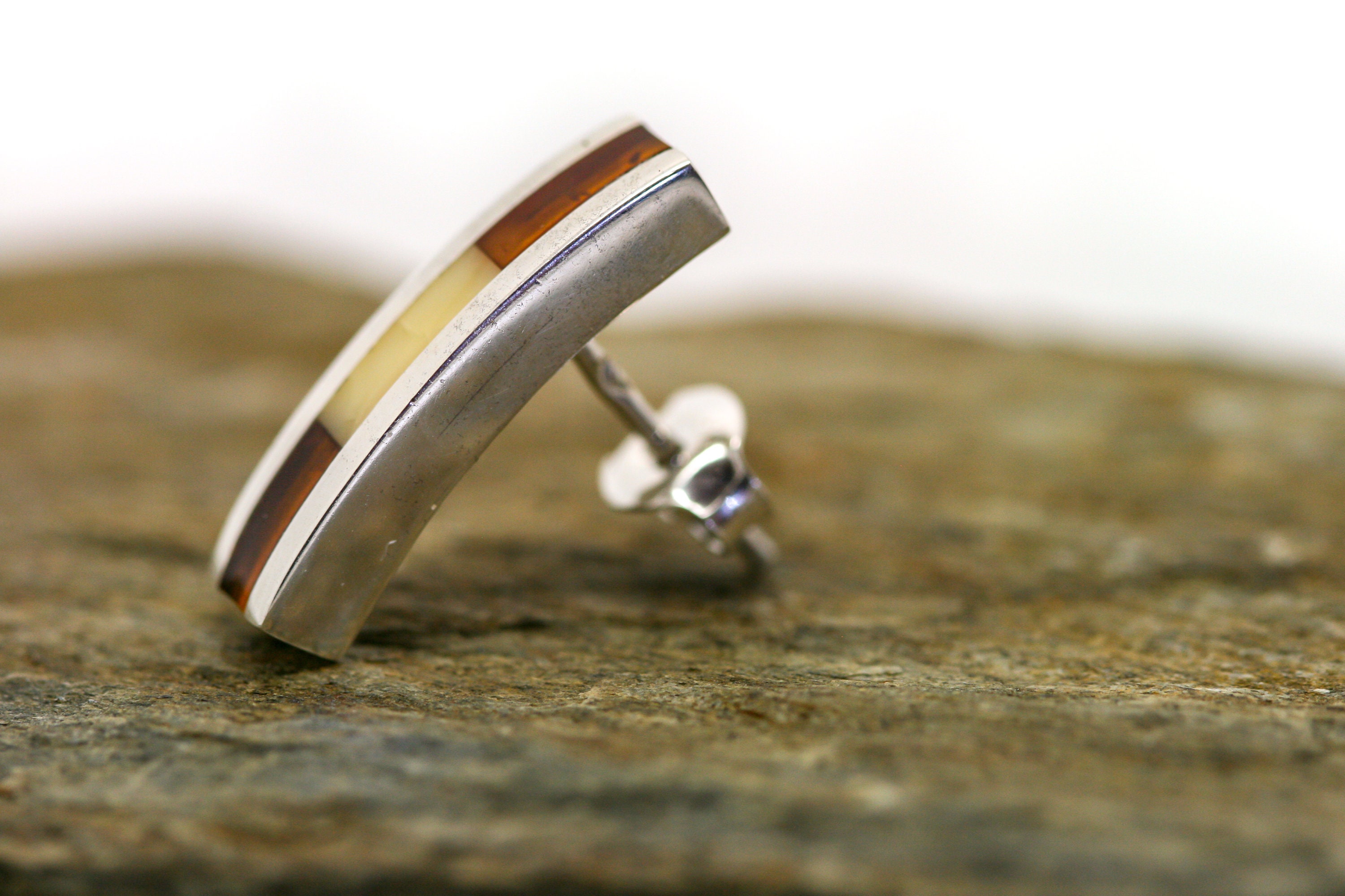 Baltic Amber Stud Earring / Sterling silver stud earring / Anniversary