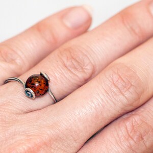 Baltic amber ring. Baltic amber in sterling silver setting. Celtic style design. Elegant ring. Medieval ring. Perfect gift. Handmade ring. image 3