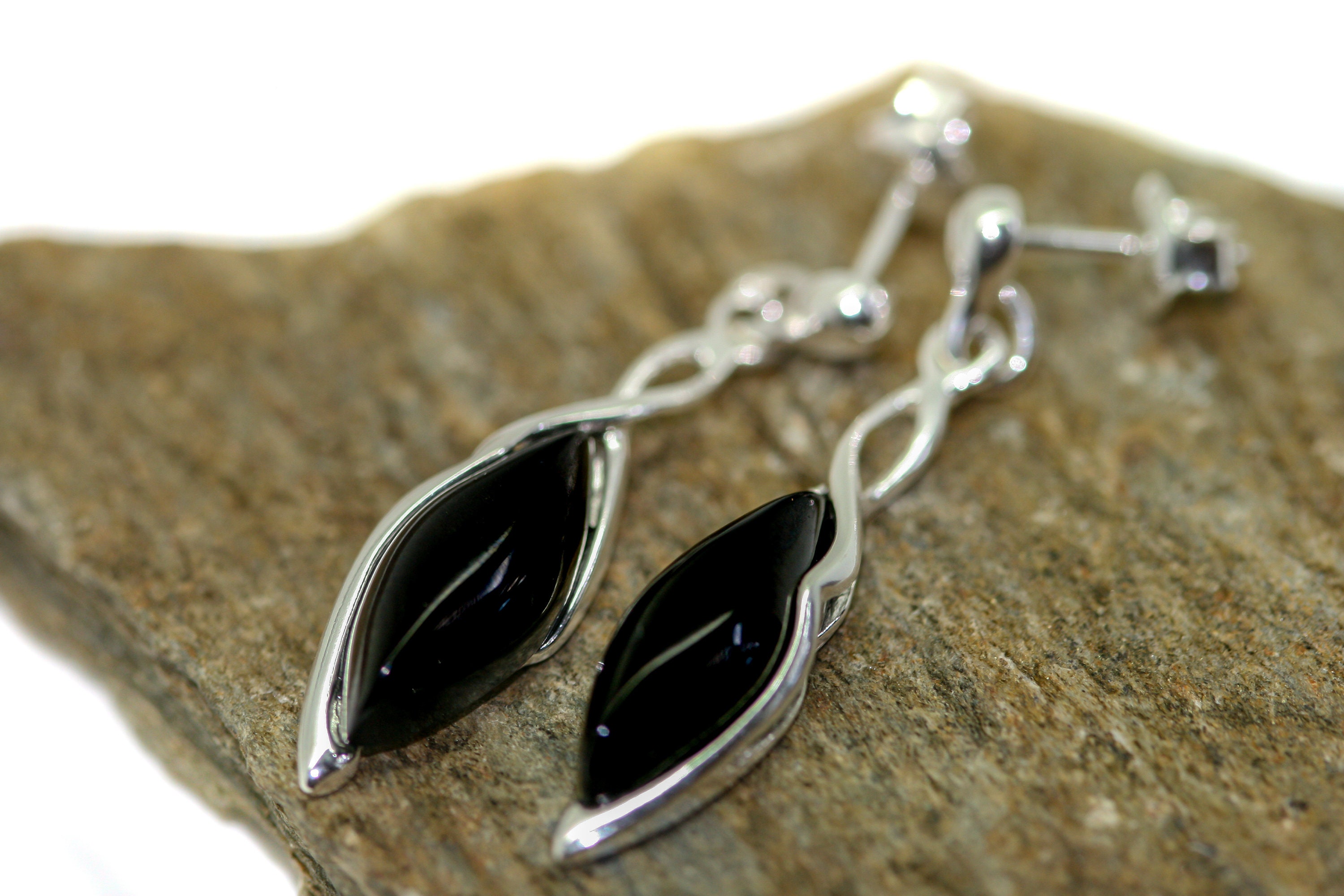 Whitby Jet Earrings. Sterling Silver Earrings, British jewellery