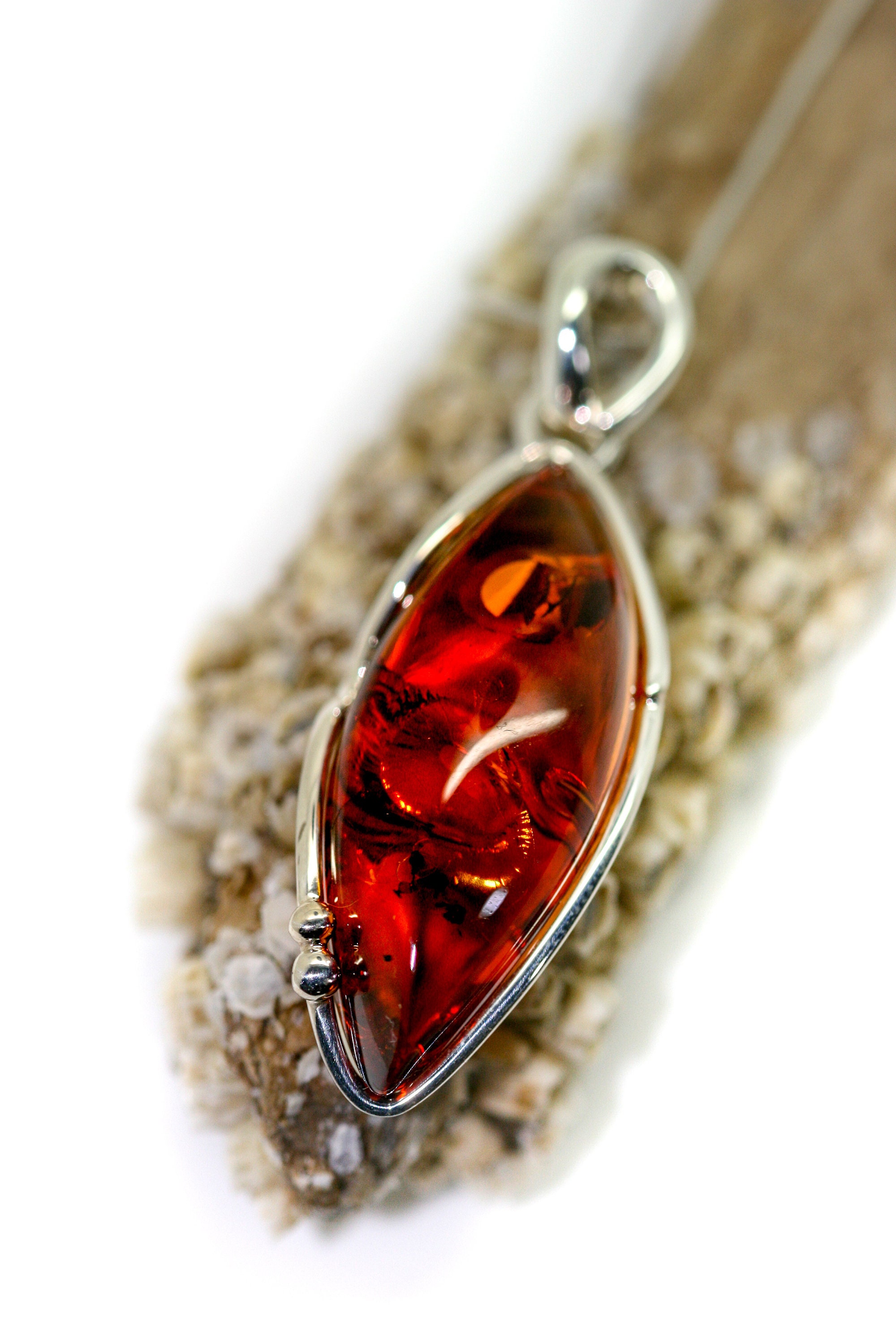 Baltic Amber Pendant in Sterling Silver. Amber necklace, silver necklace. Baltic Amber jewelry