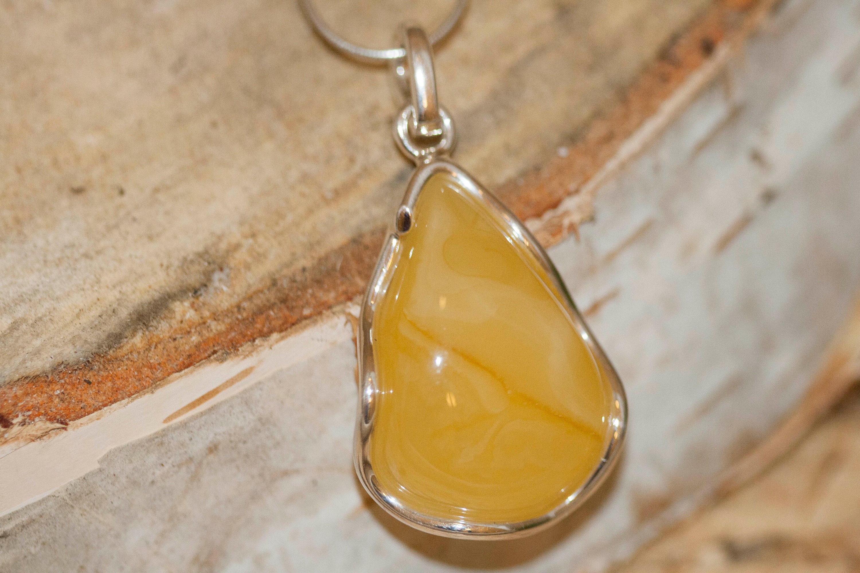 Milky Amber Pendant in Sterling Silver. Amber necklace, silver pendant ...