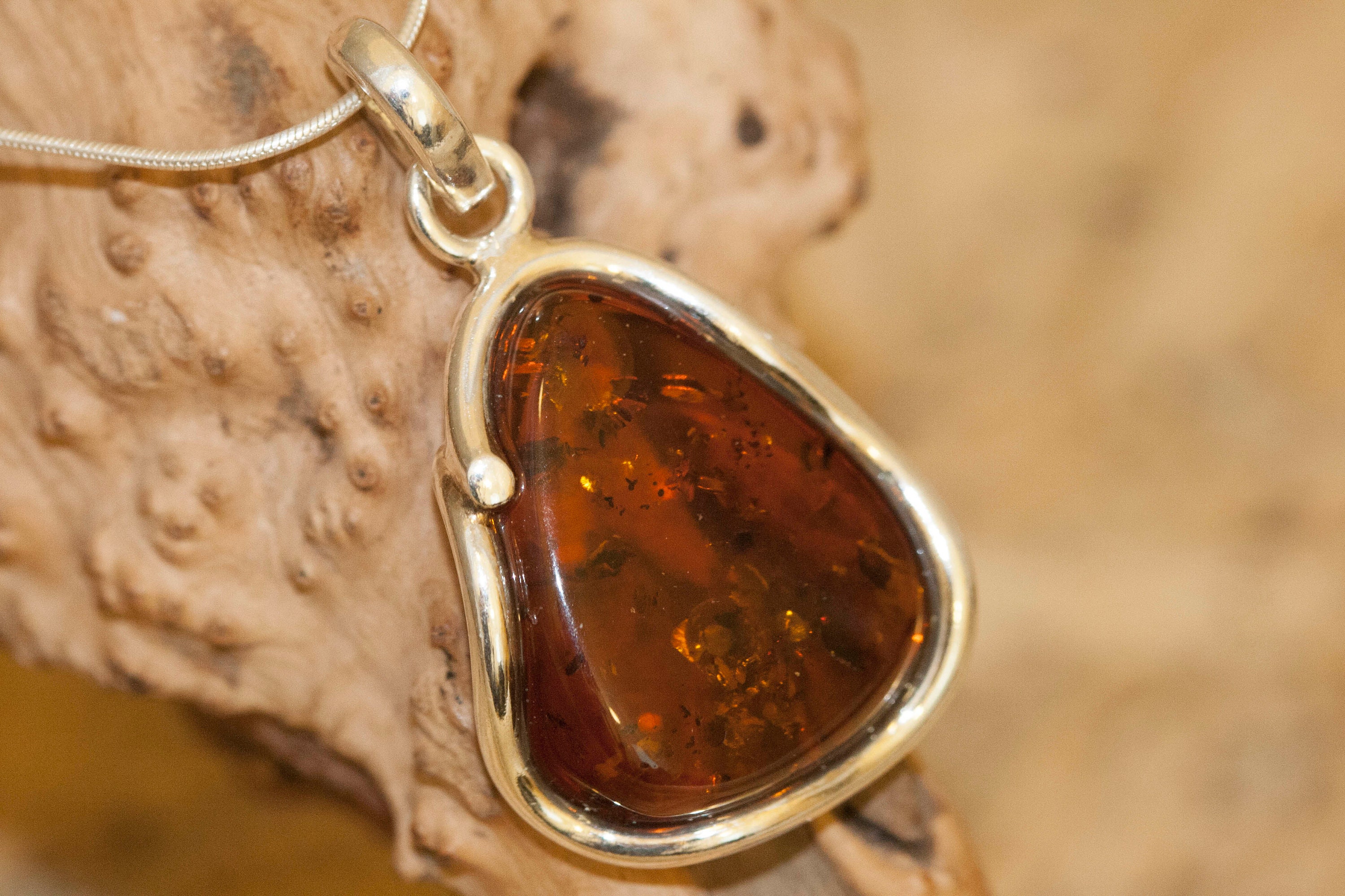 Amber Pendant in Sterling Silver. Amber necklace, silver pendant