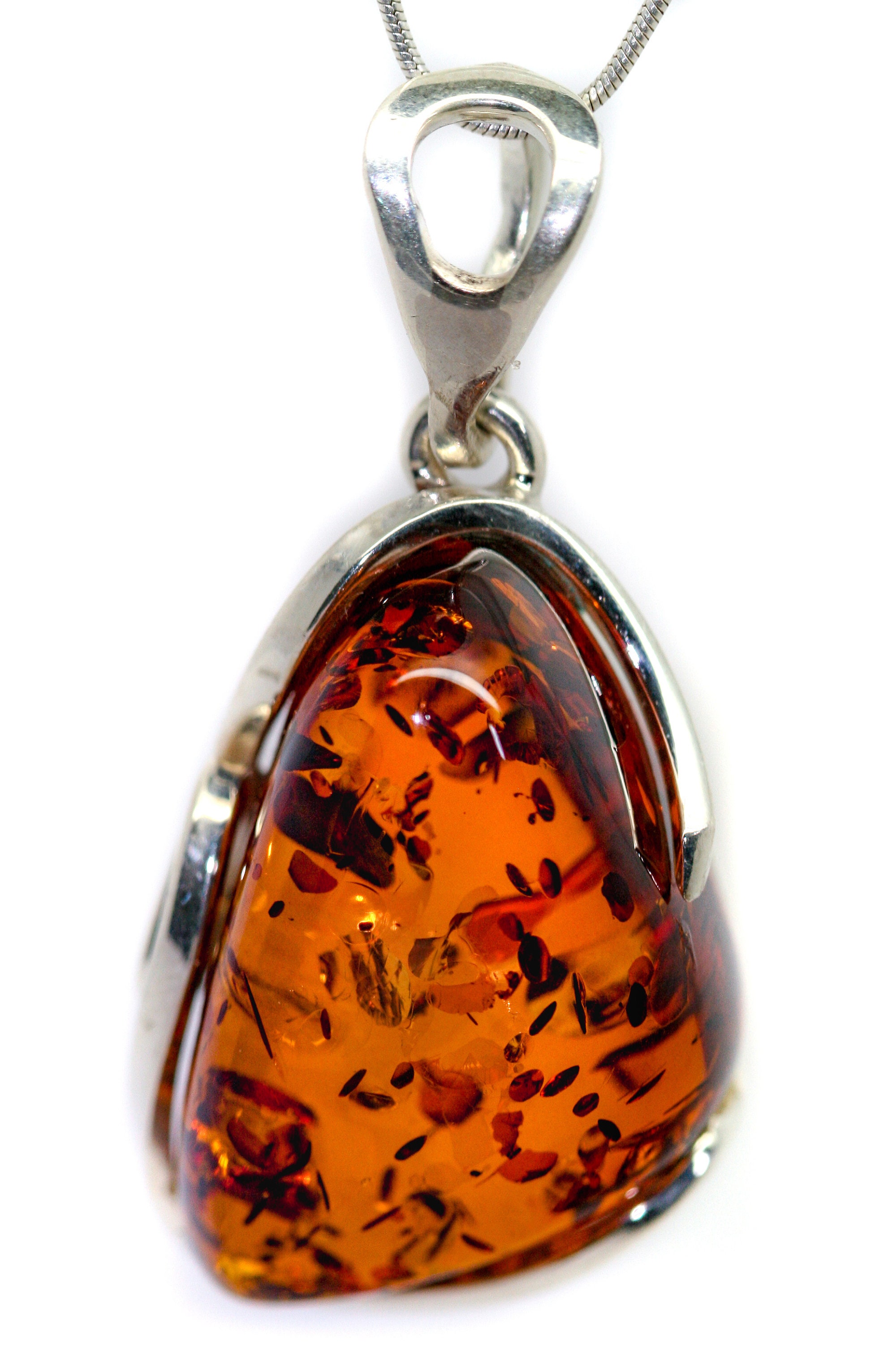 Baltic Amber Pendant in Sterling Silver. Amber necklace, silver pendant