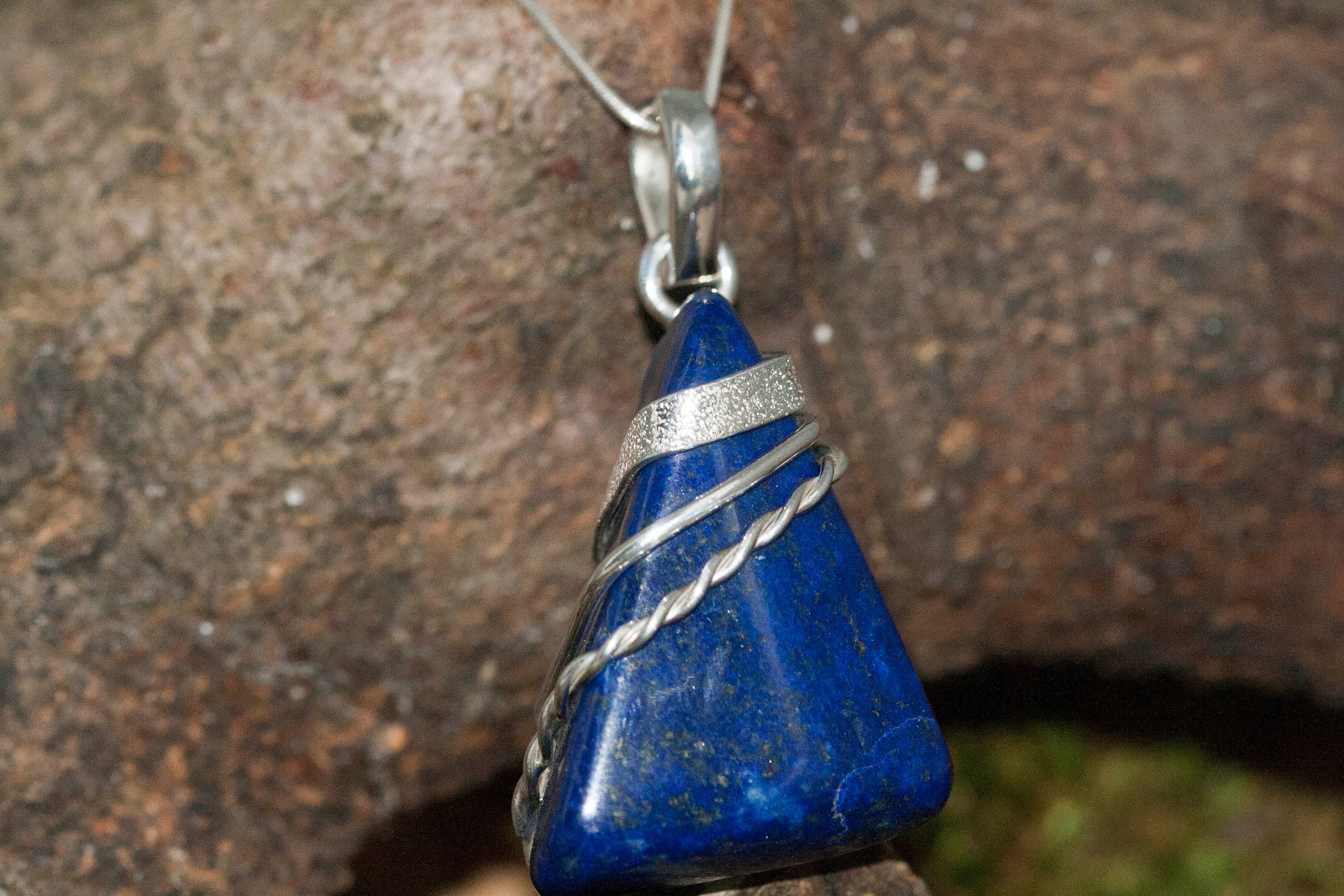 Amazing Lapis Lazuli Pendant fitted in Sterling Silver setting. Lapis