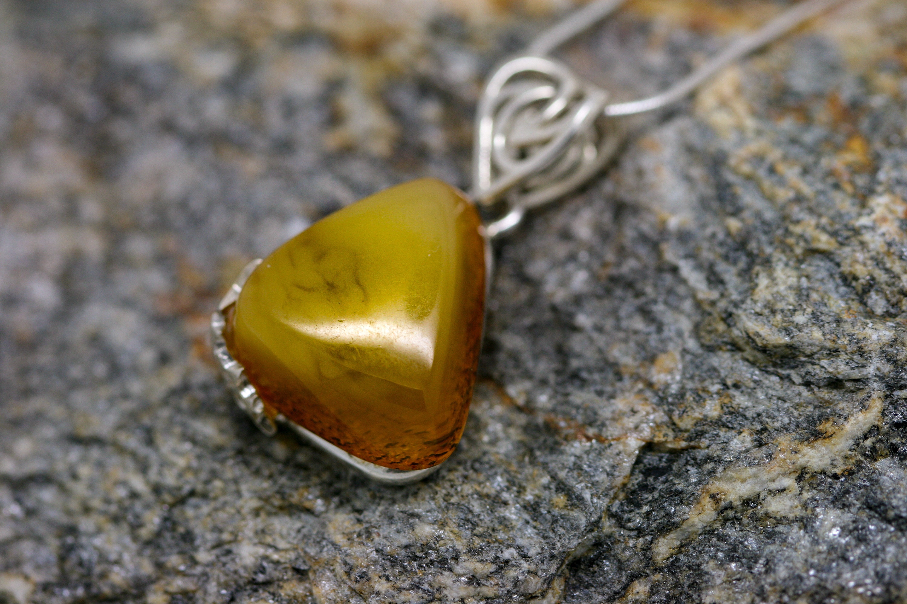 Pretty Butterscotch Amber Pendant. Sterling Silver Necklace, Milky
