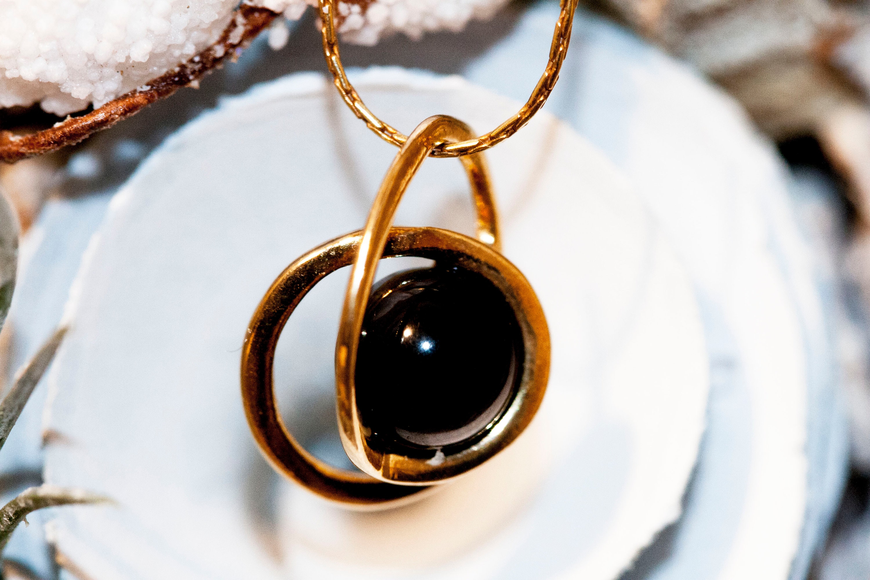 Whitby jet & Gold. Whitby jet pendant, gold necklace. Perfect gift for