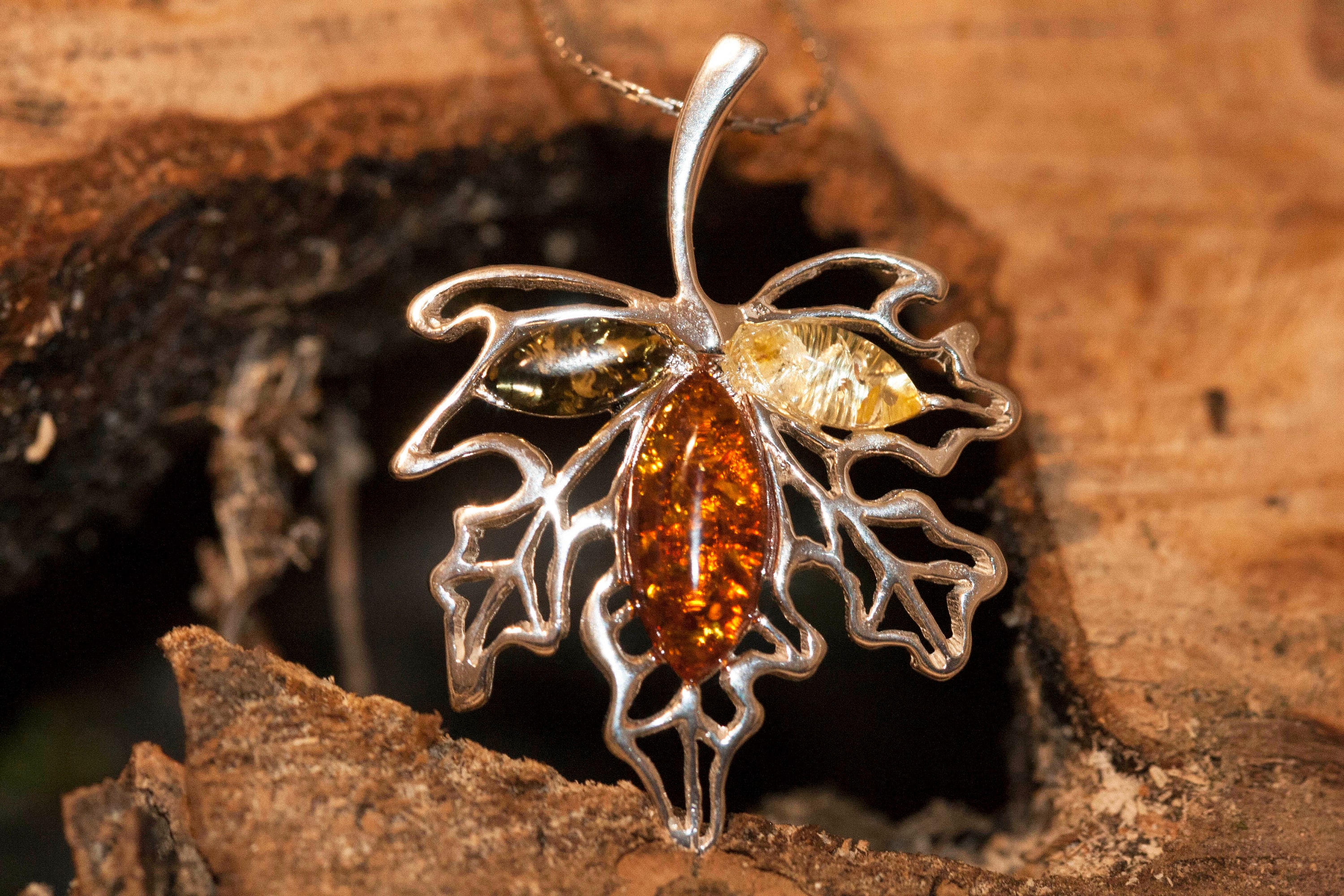 Maple Leaf Pendant in Sterling Silver. Amber Necklace Silver Etsy