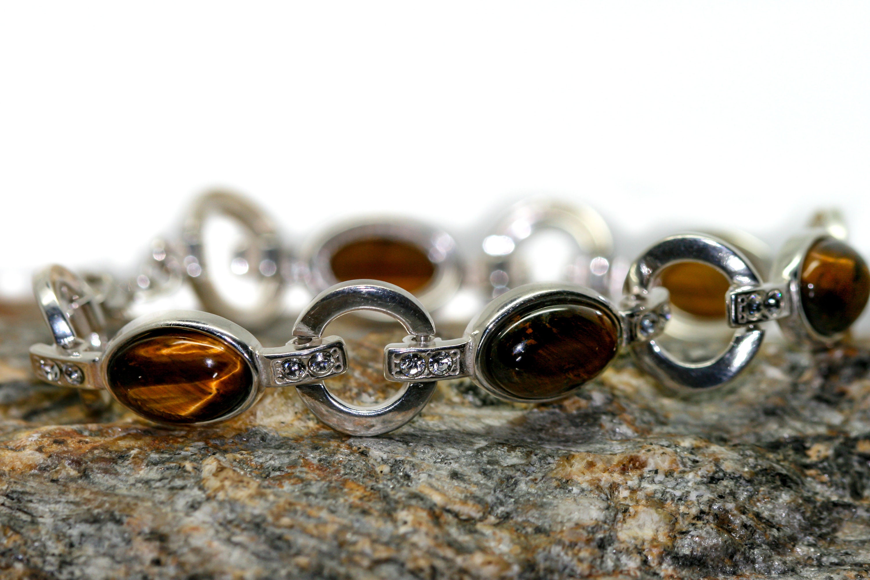 Tiger Eye bracelet fitted in Sterling Silver setting. Perfect gift for