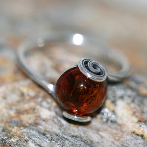 Baltic amber ring. Baltic amber in sterling silver setting. Celtic style design. Elegant ring. Medieval ring. Perfect gift. Handmade ring. image 4