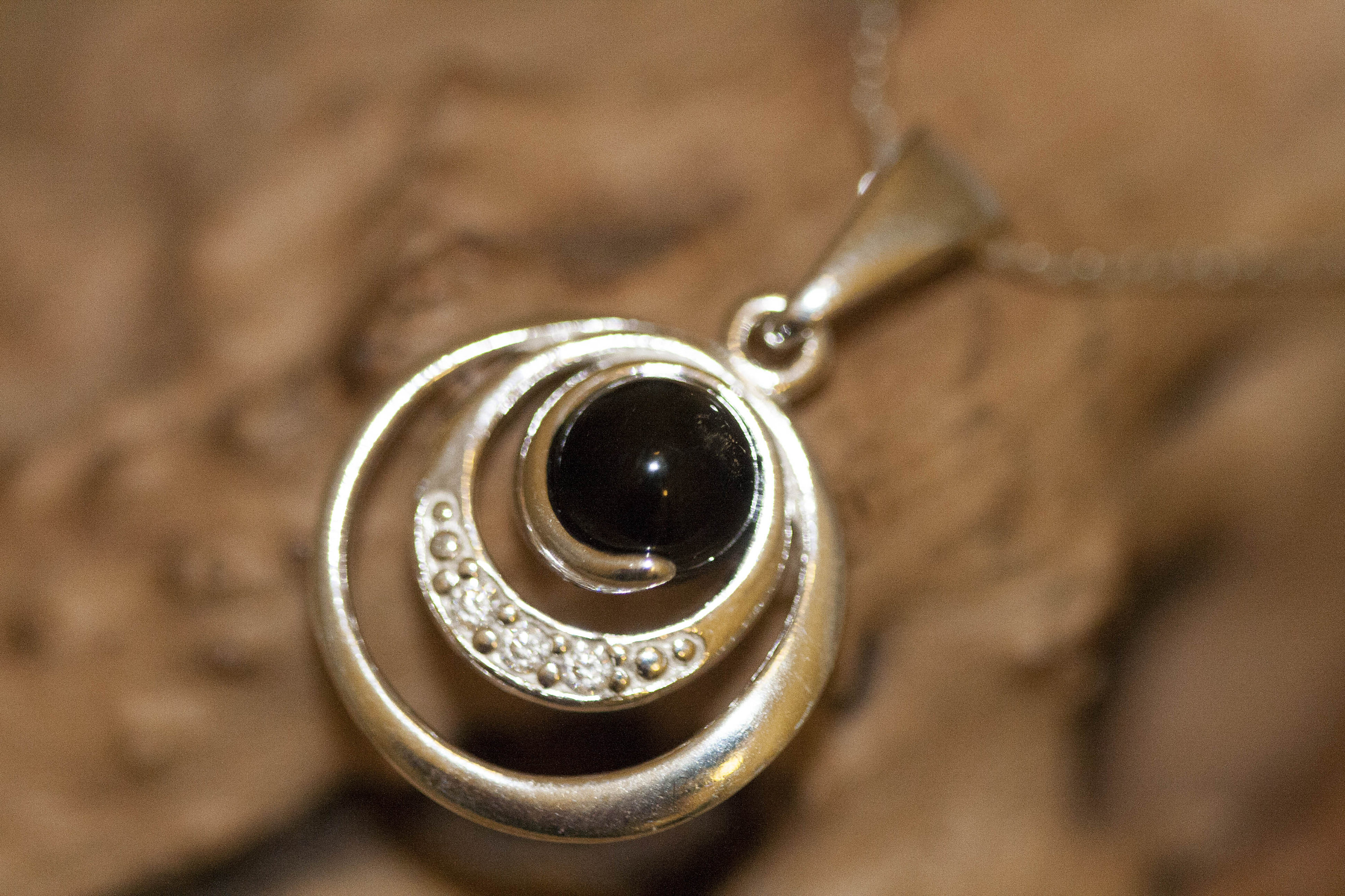 Stunning Whitby Jet Pendant. Sterling Silver Necklace, Original British 