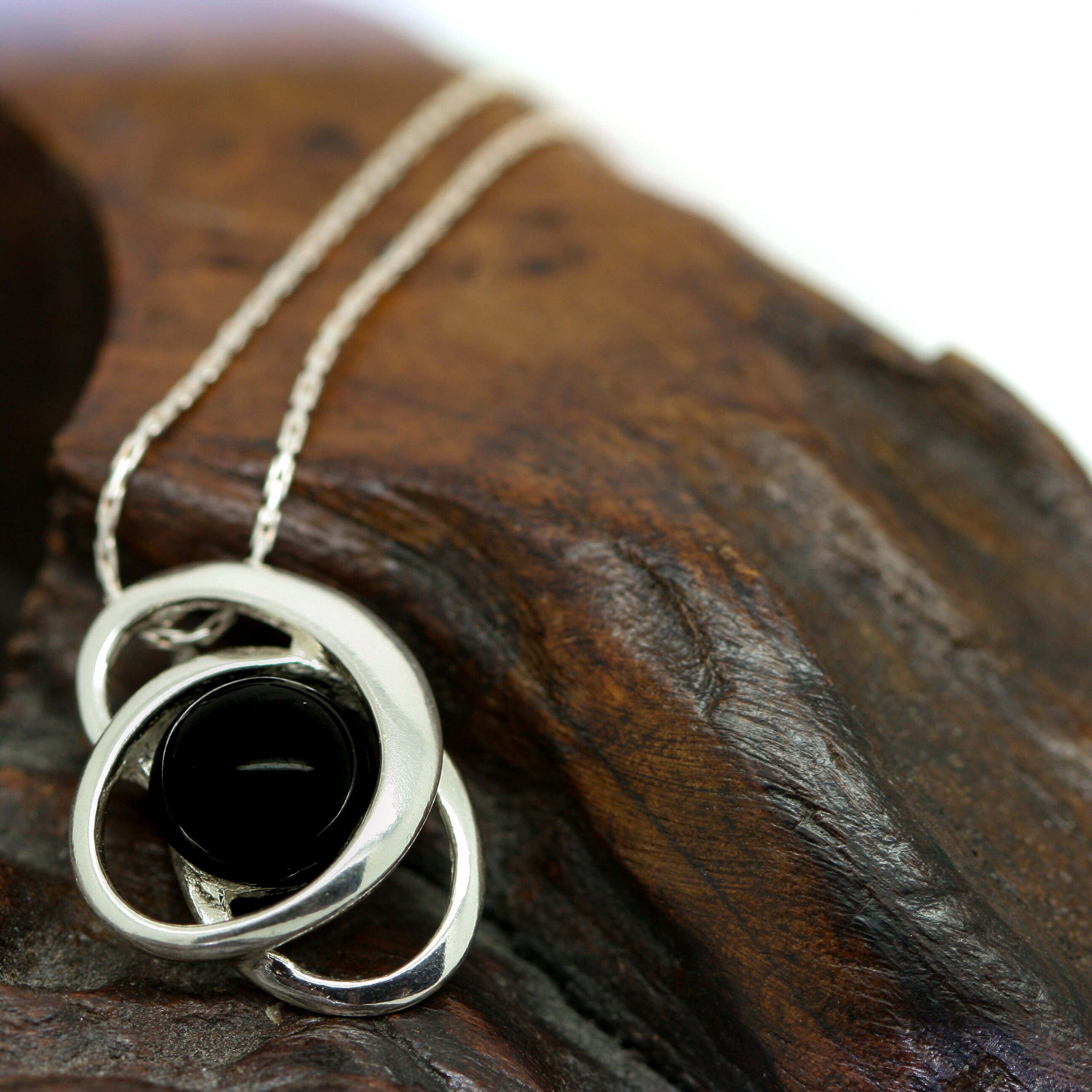 Stunning Whitby Jet Pendant. Sterling Silver Necklace, Original British 