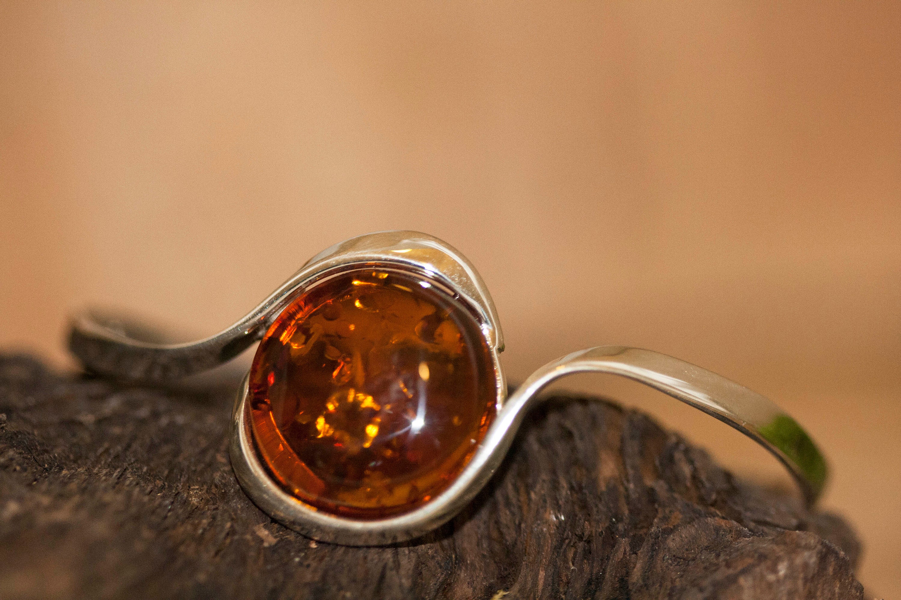 2-Piece Baltic Amber Gemstone Cuff Bangle Set – 925 Silver Plated, Wholesale Lot