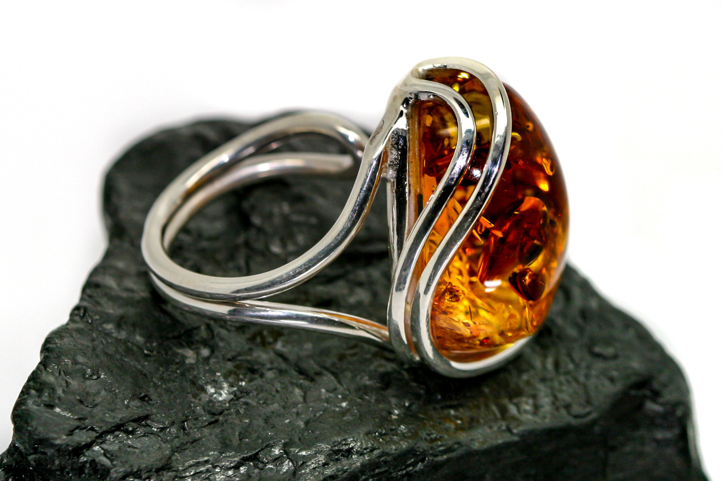 Baltic amber ring.Baltic amber & sterling silver, unique ring