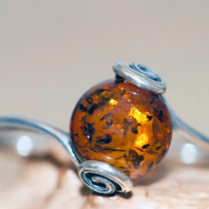 Baltic amber ring. Baltic amber in sterling silver setting. Celtic style design. Elegant ring. Medieval ring. Perfect gift. Handmade ring. image 1