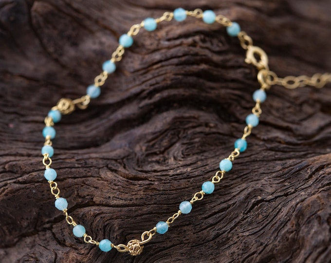 Amazonite & Gold. Amazonite bracelet. Contemporary design. Designer bracelet. Gift for her. Blue bracelet. Handmade. Dainty bracelet. Unique