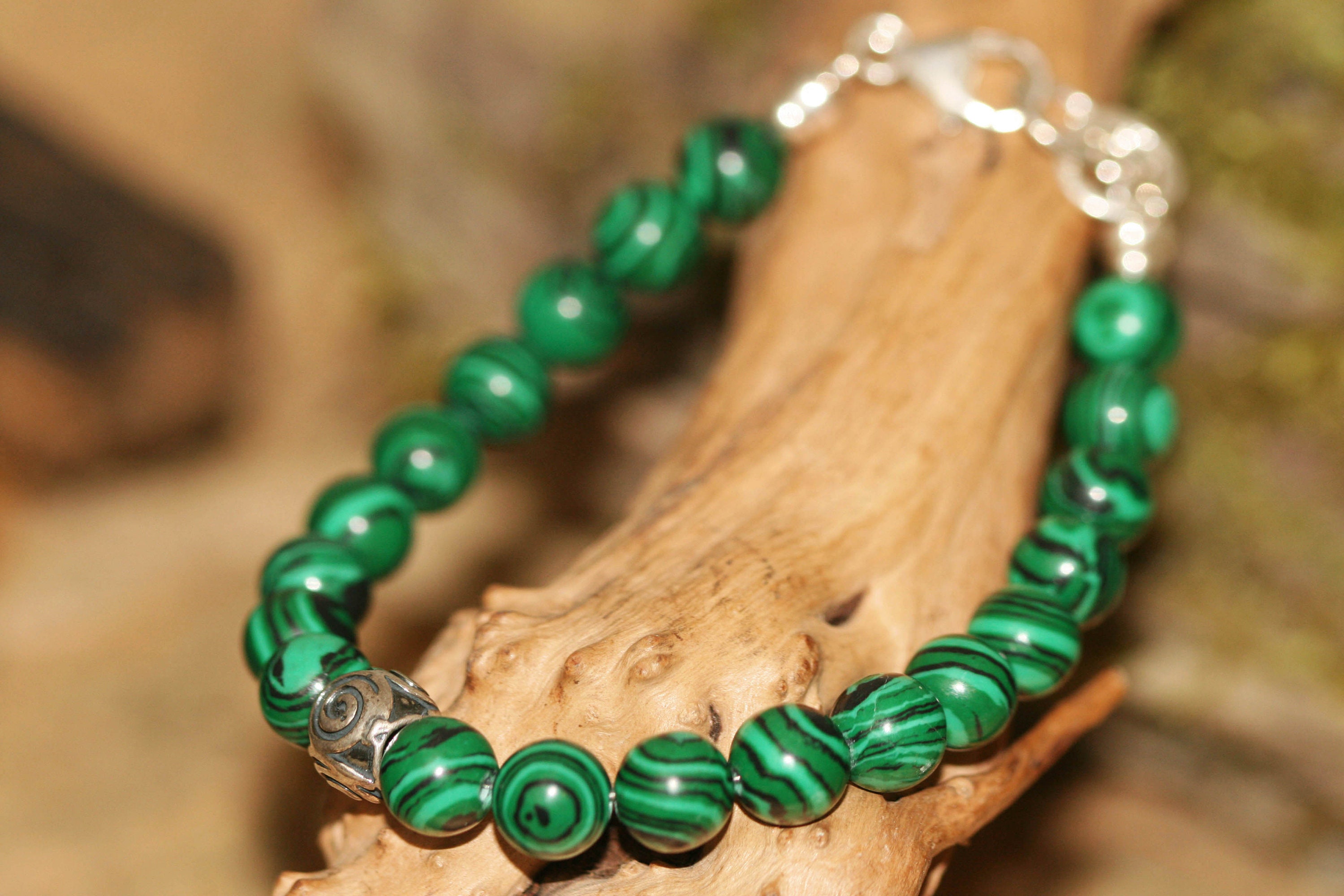 Malachite bracelet, Man jewelry, Beads bracelet. Unisex. Summer