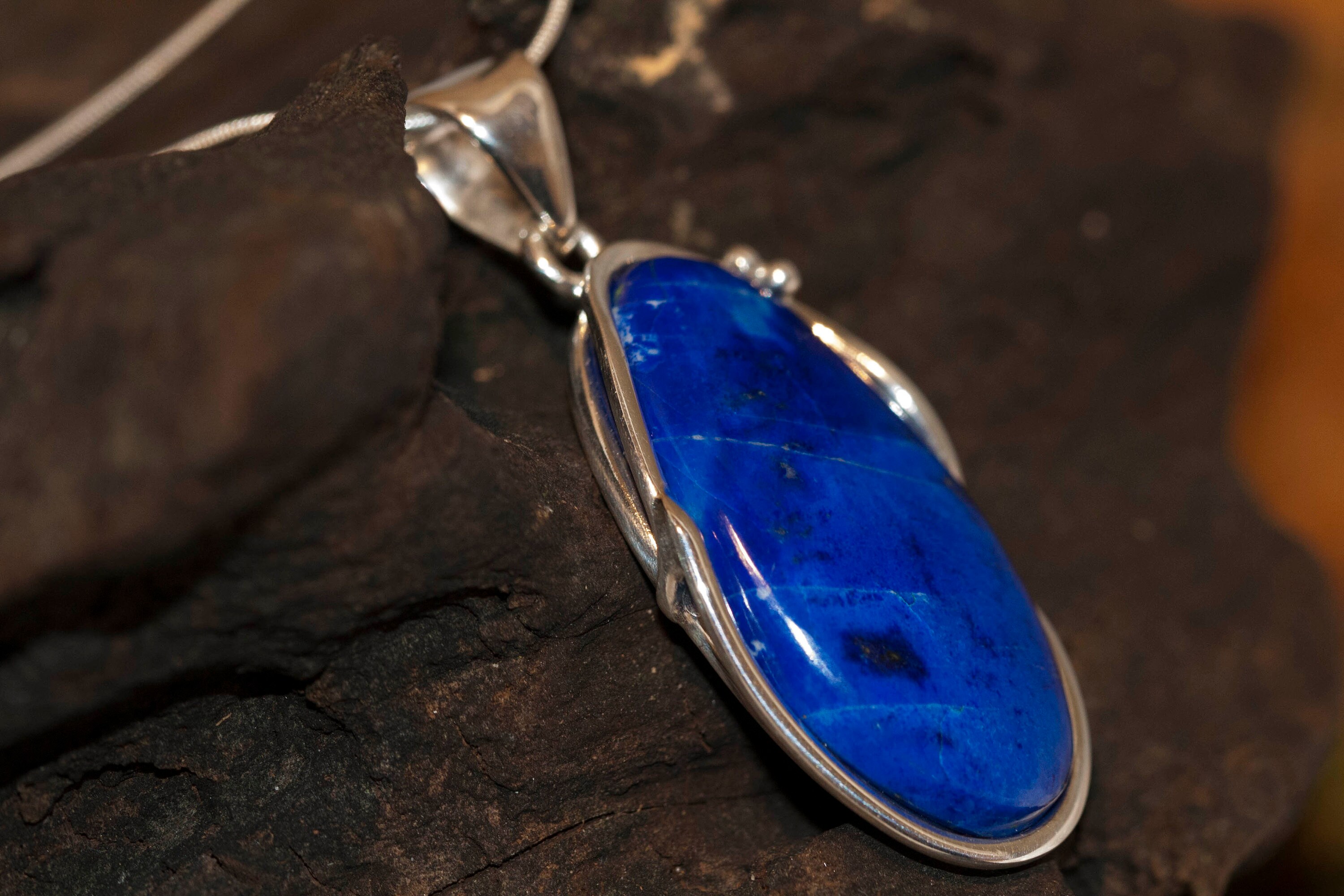 Amazing Lapis Lazuli Pendant fitted in Sterling Silver setting. Lapis