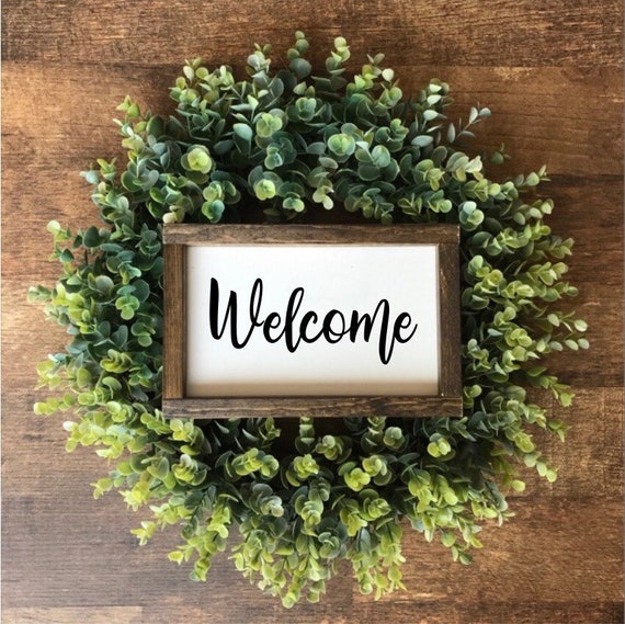 Farmhouse Greenery Wreath For Front Door Year Round Welcome Etsy