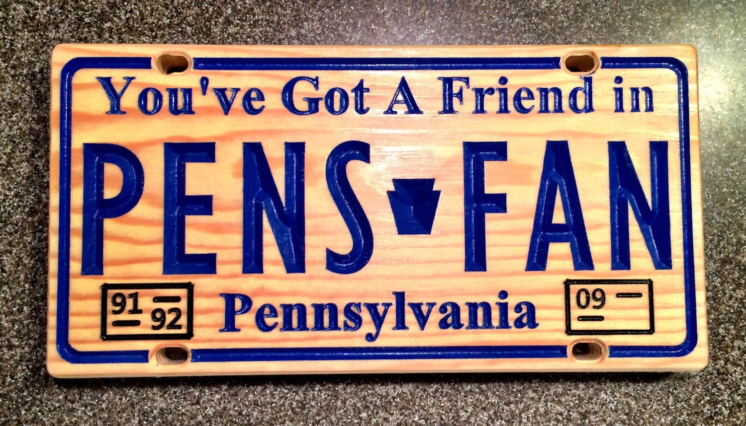 Carved Wooden Penguins Sign License Plate Etsy