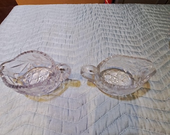 Cremera y azucarero de cristal tallado vintage