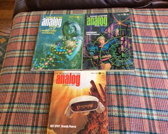 Lot of Three Vintage Science Fiction Analog Magazine