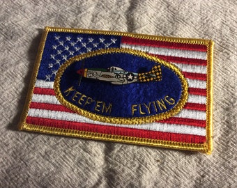 Keep’em Flying Patch With Vintage Airplane Pin