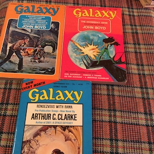Lote de tres revistas Galaxy de ciencia ficción, ediciones de 1973