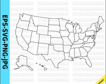 united states map etsy outline of united states map