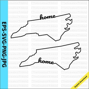 North Carolina Home Typography Map North Carolina Home svg png jpg eps Vector Graphic Clip Art North Carolina Outline Typography