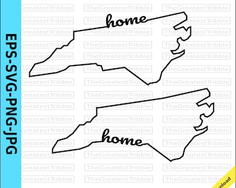 North Carolina Home Typography Map North Carolina Home svg png jpg eps Vector Graphic Clip Art North Carolina Outline Typography