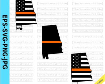 Thin Orange Line Alabama USA Flag Thin Orange Line Flag eps svg png jpg Vector Clip Art Alabama State clipart Support Our Search and Rescue
