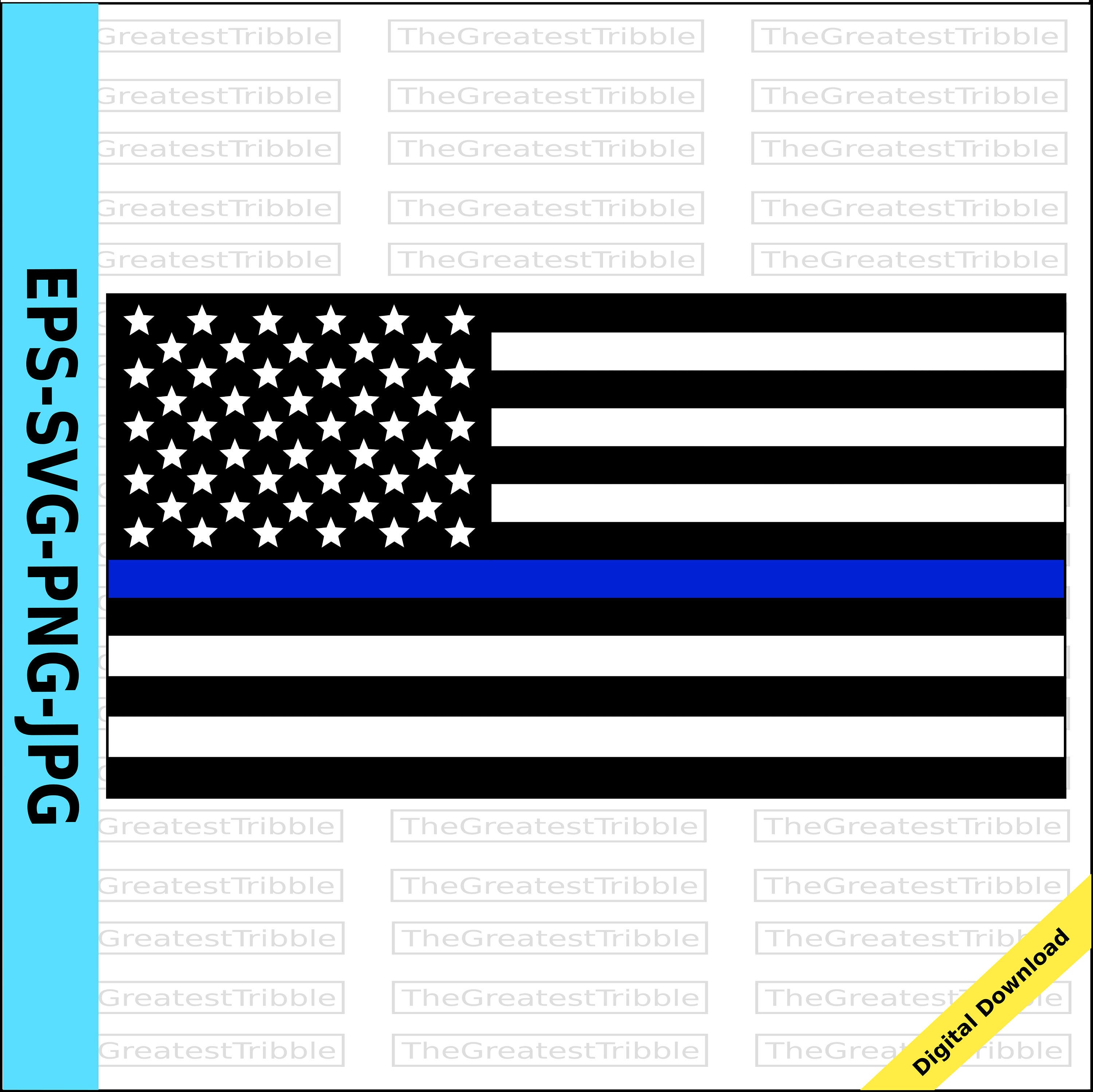 Download Thin Blue Line United States Flag eps svg png jpg Vector ...