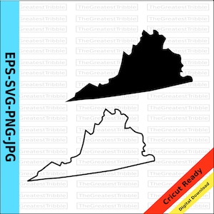 Virginia State Map eps svg png jpg Vector Graphic Clip Art Virginia State Outline Virginia Silhouette