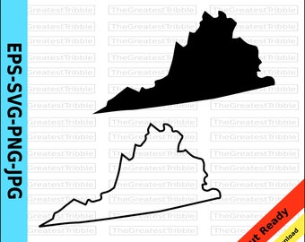 Virginia State Map eps svg png jpg Vector Graphic Clip Art Virginia State Outline Virginia Silhouette