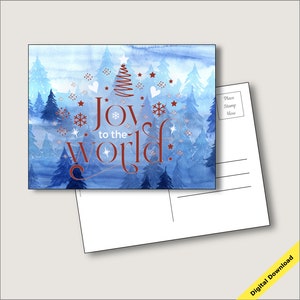 Alegría al mundo Navidad postal taza PNG imprimible vacaciones postal digital Descargar imprimible tarjeta de felicitación de Navidad imprimible imprimible