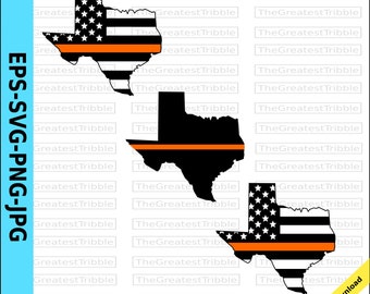 Thin Orange Line Texas USA Flag Thin Orange Line American Flag eps svg png jpg Vector Graphic Clip Art Texas Support Our Search and Rescue