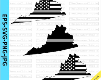 Thin Silver Line Virginia USA Flag Thin Silver Line Flag eps svg png jpg Vector Graphic Clip Art Virginia Support Our Correctional Officers