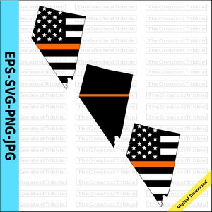Thin Orange Line Nevada USA Flag Thin Orange Line Flag eps svg png jpg Vector Clip Art Nevada State Support Our Search and Rescue