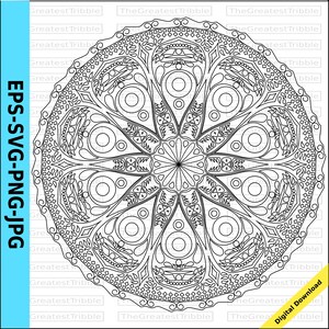 Mandala Clip Art eps svg png jpg Vector Graphic Clip Art Bohemian Tribal Pattern Outline Coloring Page