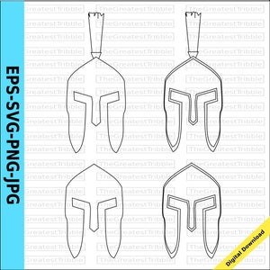 Spartan Helmet Front eps svg png jpg Vector Graphic Clip Art Outline