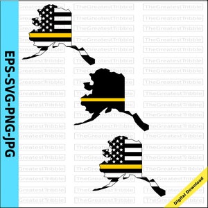 Thin Yellow Line Alaska USA Flag Thin Yellow Line Flag eps svg png jpg Vector Graphic Clip Art Alaska State clipart Support Our Dispatchers