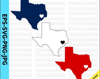 Texas Houston Heart Map svg png jpg eps Vector Graphic Clip Art