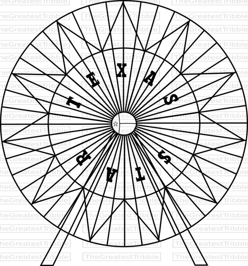 Ferris Wheel Texas Star Ferris Wheel SVG PNG JPG Vector Graphic Clip Art Black and White image 2