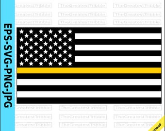 Thin Yellow Line United States Flag eps svg png jpg Vector Graphic Clip Art  US Flag Support Our Dispatchers