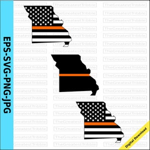 Thin Orange Line Missouri USA Flag Thin Orange Line Flag eps svg png jpg Vector Clip Art Missouri State Support Our Search and Rescue