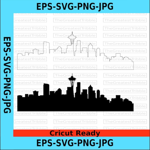 Seattle Skyline Silhouette, Vector Graphic Clip Art (Digital Download)