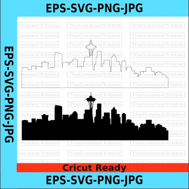 Seattles silhuett, vektorgrafik clipart (digital nedladdning) bild 1